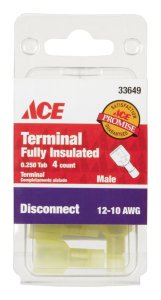 (image for) Insulated Wire Male Disconnect Yellow 4 pk