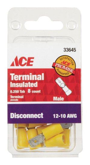 (image for) Insulated Wire Male Disconnect Yellow 8 pk