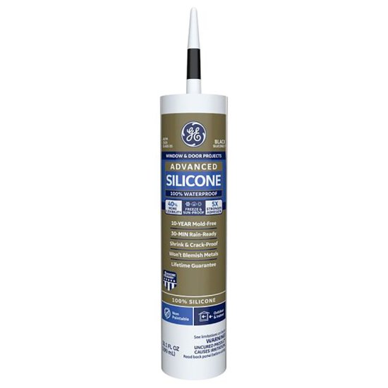 (image for) GE Advanced Black Silicone 2 Window and Door Caulk Sealant 10.1 