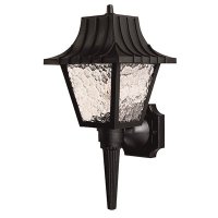 (image for) COLONIAL STYLE OUTDOOR WALL LANTERN, BLACK WITH CLEAR FLEMISH LE