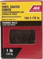 (image for) 10D 2-7/8 in. Sinker Vinyl Steel Nail Checkered 1 lb.
