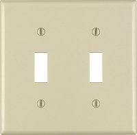 (image for) Ivory 2 gang Thermoset Plastic Toggle Wall Plate 1 pk