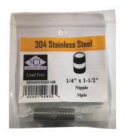 (image for) 1/4 in. MPT x 1-1/2 in. L Stainless Steel Nipple