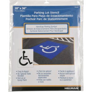 (image for) White Handicap Parking Lot Stencil 28 inch H X 36 inch W