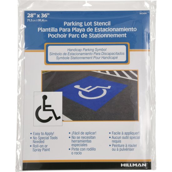 (image for) White Handicap Parking Lot Stencil 28 inch H X 36 inch W