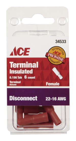 (image for) Insulated Wire Female Disconnect Red 6 pk