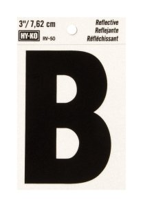 (image for) 3 in. Reflective Black Vinyl Self-Adhesive Letter B 1 pc.