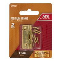 (image for) 1-1/2 in. W x 1 in. L Polished Brass Brass Medium Hinge 2 pk