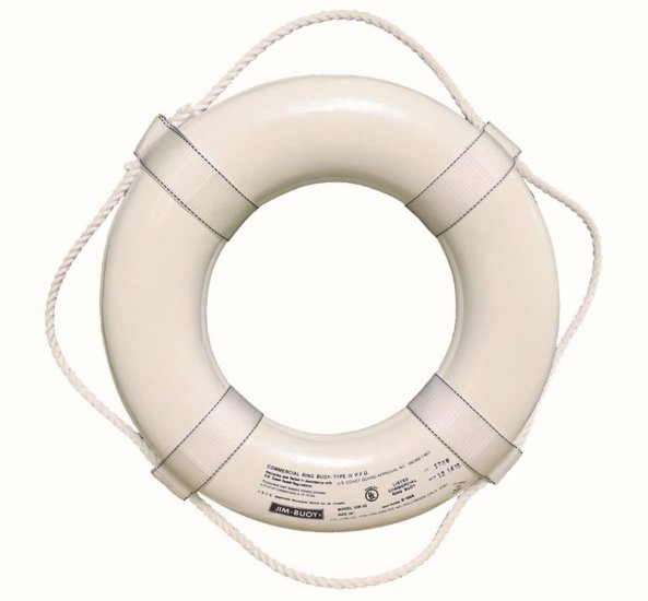 (image for) 20 in. White Ring Buoy with Straps