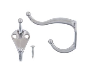 (image for) 3 in. L Chrome Silver Metal Small Coat and Hat Hook 2 pk