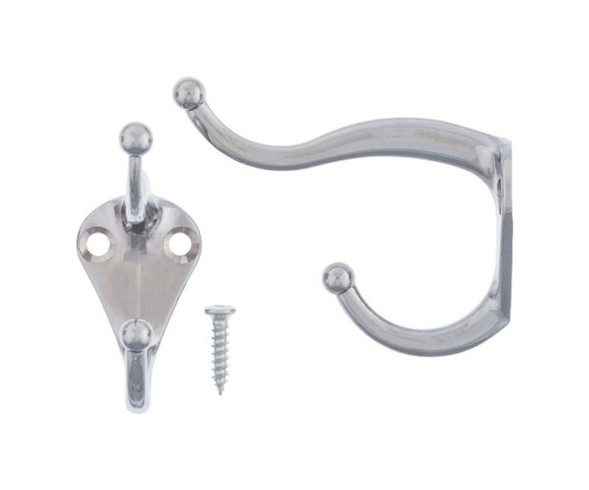 (image for) 3 in. L Chrome Silver Metal Small Coat and Hat Hook 2 pk