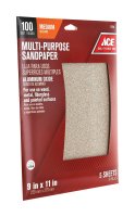 (image for) 11 in. L x 9 in. W 100 Grit Aluminum Oxide Sandpaper 5 pk
