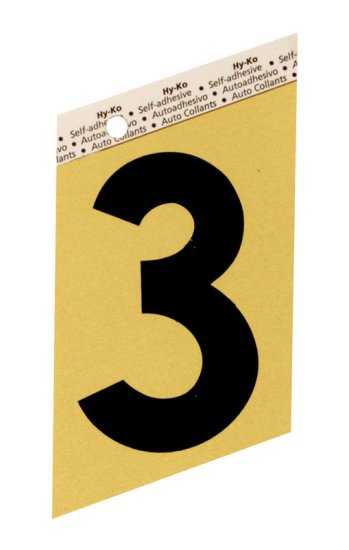 (image for) 3-1/2 in. Black Aluminum Self-Adhesive Number 3 1 pc.