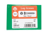 (image for) 3/8 in. x 6 in. L Hex Zinc-Plated Steel Lag Screw 50 pk