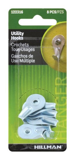 (image for) AnchorWire White Utility Utility Hooks 1 lb. 8 pk