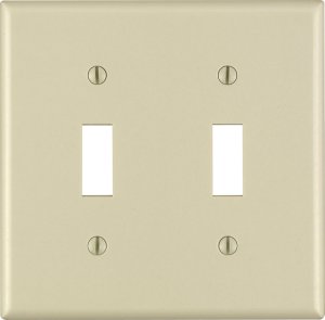 (image for) Ivory 2 gang Thermoset Plastic Toggle Wall Plate 1 pk