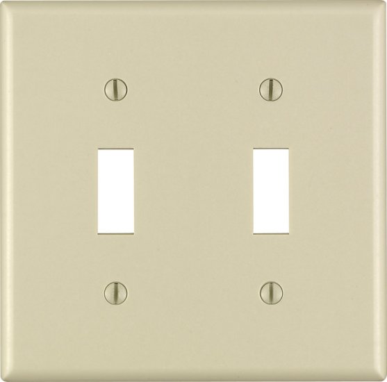 (image for) Ivory 2 gang Thermoset Plastic Toggle Wall Plate 1 pk