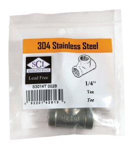 (image for) 1/4 in. FPT x 1/4 in. Dia. FPT Stainless Steel Tee