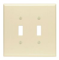 (image for) Ivory 2 gang Plastic Toggle Wall Plate Jumbo