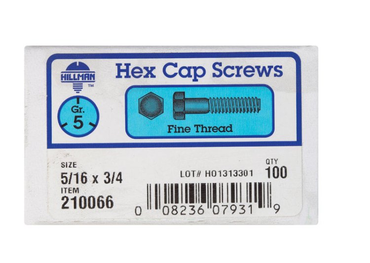 (image for) 5/16 in. Dia. x 3/4 in. L Heat Treated Zinc Steel Hex He
