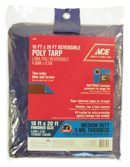 (image for) 20 ft. W x 16 ft. L Medium Duty Polyethylene Tarp Blue/Brown