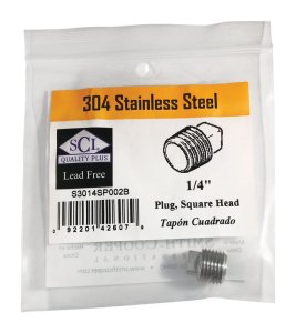 (image for) 1/4 in. MPT Stainless Steel Square Head Plug