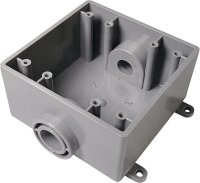 (image for) Cantex 32 cu in Square PVC 2 gang Outlet Box Gray