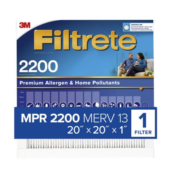 (image for) Filtrete 20 in. W X 20 in. H X 1 in. D Fiberglass 13 MERV Pleate