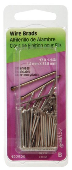 (image for) 17 Ga. x 1-1/4 in. L Stainless Steel Brad Nails 1 pk 2 o