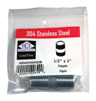 (image for) 1/2 in. MPT x 2 in. L Stainless Steel Nipple
