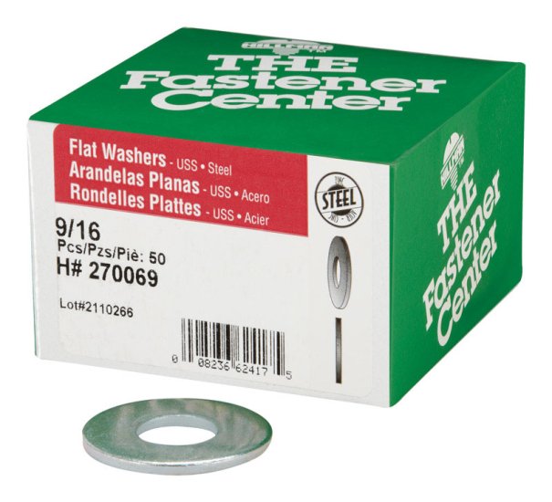 (image for) Zinc-Plated Steel 9/16 in. USS Flat Washer 50 pk