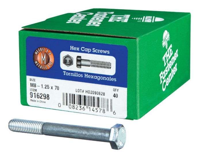 (image for) M8-1.25 mm Dia. x 70 mm L Heat Treated Steel Hex Head Ca