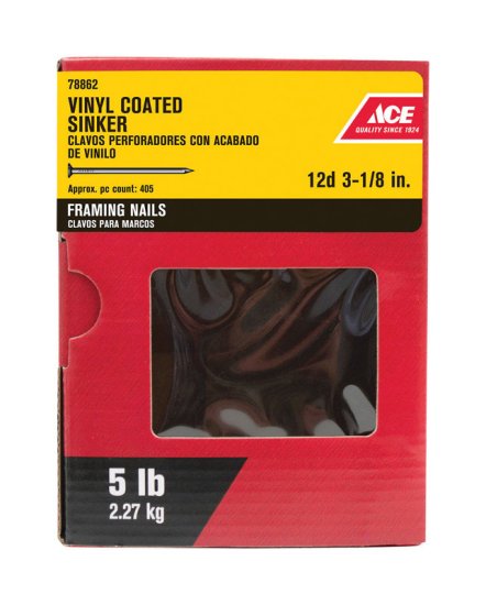 (image for) 12D 3-1/8 in. Sinker Vinyl Steel Nail Checkered 5 lb.