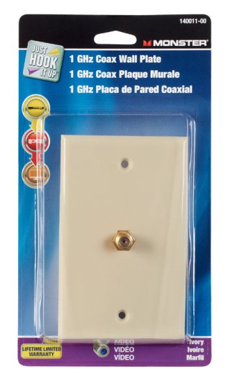 (image for) Ivory 1 gang Plastic Coaxial Wall Plate