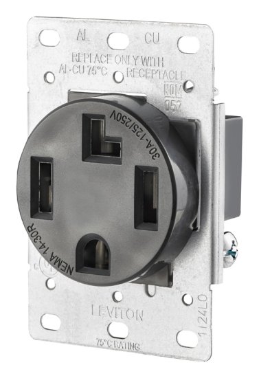 (image for) 30 amps 125/250 volt Black Outlet 14-30R 1 pk