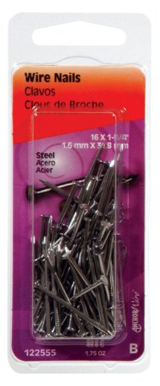 (image for) 16 Ga. x 1-1/4 in. L Bright Steel Wire Nails 1 pk 1.75 o
