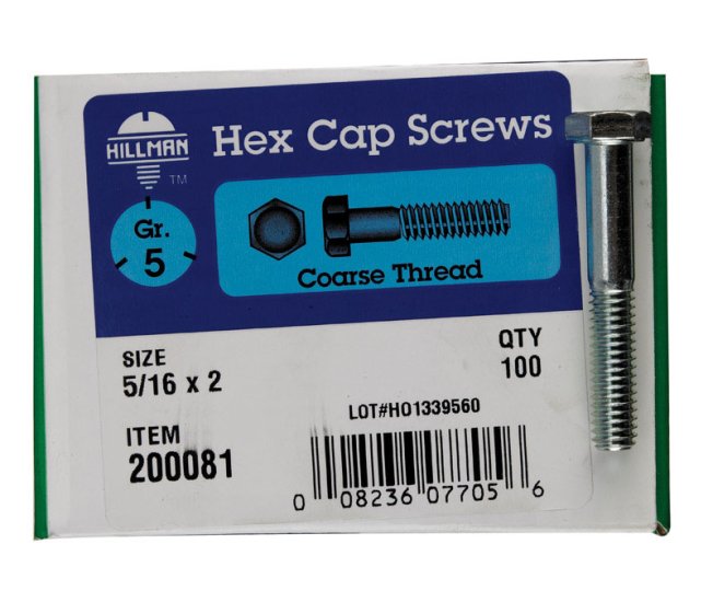 (image for) 5/16 in. Dia. x 2 in. L Heat Treated Zinc Steel Hex Head