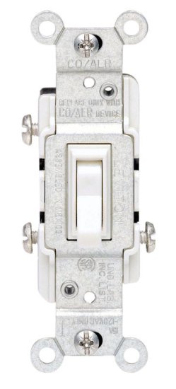 (image for) CO/ALR ALUMINUM WIRE 15 amps 3-Way Toggle Switch White 1 pk