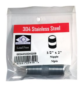 (image for) 1/2 in. MPT x 2 in. L Stainless Steel Nipple