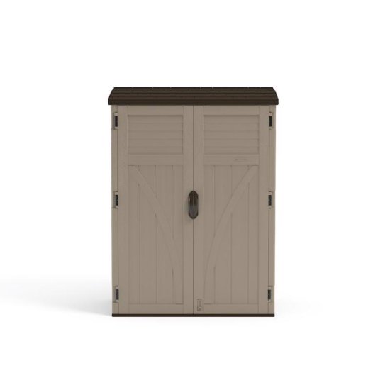 (image for) Suncast 4 ft. x 2 ft. Resin Vertical Pent Storage Shed with Floo