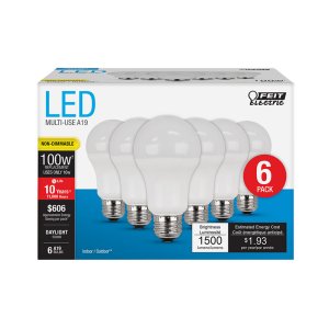(image for) A19 E26 (Medium) LED Bulb Daylight 100 Watt Equivalence 6 pk