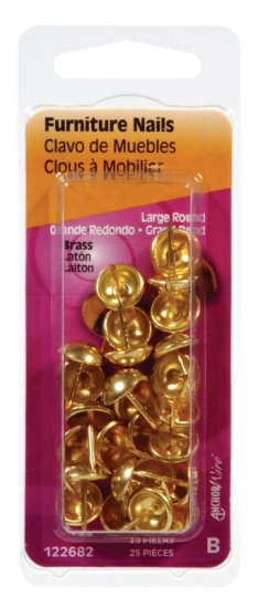 (image for) Large Brass-Plated Brass Furniture Nails 25 pk
