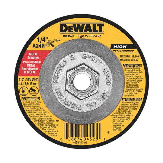 (image for) 4-1/2 in. D X 1/4 in. thick T X 5/8 in. S Metal Grinding Wheel