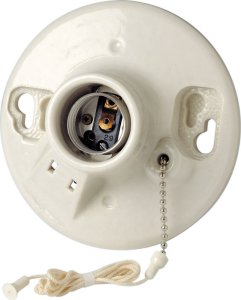 (image for) Porcelain Incandescent Medium Base Pull Chain Socket 1 p