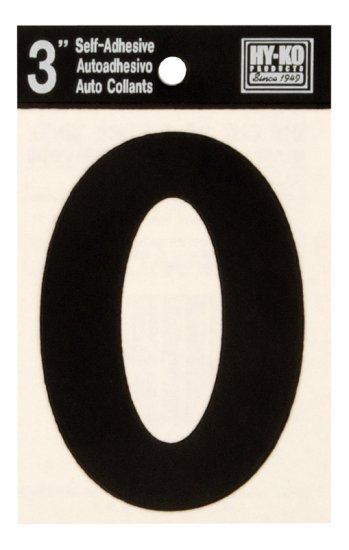 (image for) 3 in. Black Vinyl Self-Adhesive Number 0 1 pc.