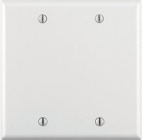 (image for) White 2 gang Plastic Blank Wall Plate Cover 1 pk