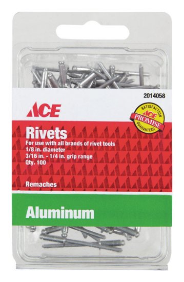 (image for) 1/8 in. Dia. x 1/4 in. Aluminum Rivets Silver 100 pk