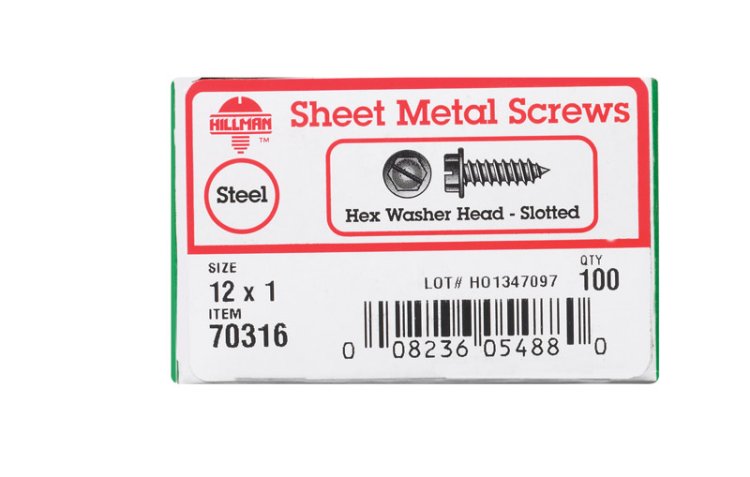 (image for) No. 12 x 1 in. L Slotted Hex Washer Head Zinc-Plated Ste