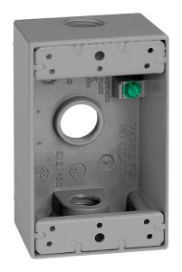 (image for) 4-1/2 in. Rectangle Metallic 1 gang Weatherproof 3/4" 3-Hole