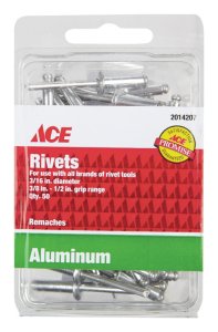 (image for) 3/16 in. Dia. x 1/2 in. Aluminum Rivets Silver 50 pk